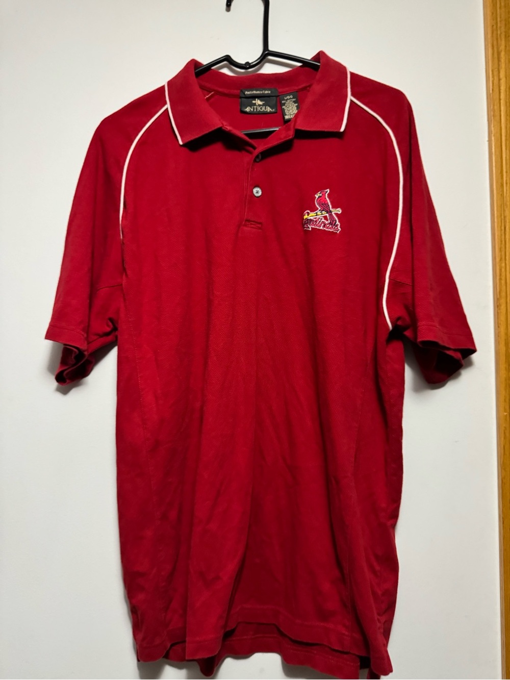 Antigua Men's Red Polo with White Piping and Team Logo